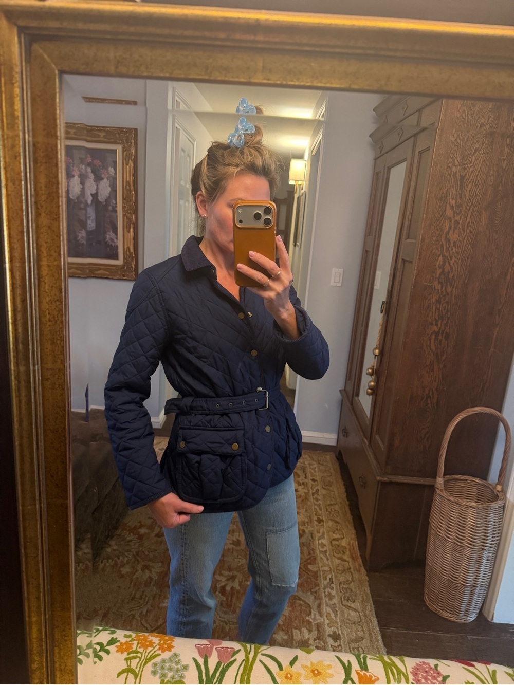 Ralph Lauren Quilted Belted Jacket - Navy